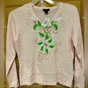 Bobbie Bell sweater New with tags. Size medium. Beautiful for Spring/ Summer.
